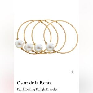 NWT Ladies OSCAR DE LA RENTA 14K Gold and Water Pearl 4 Piece Bangle Bracelets
